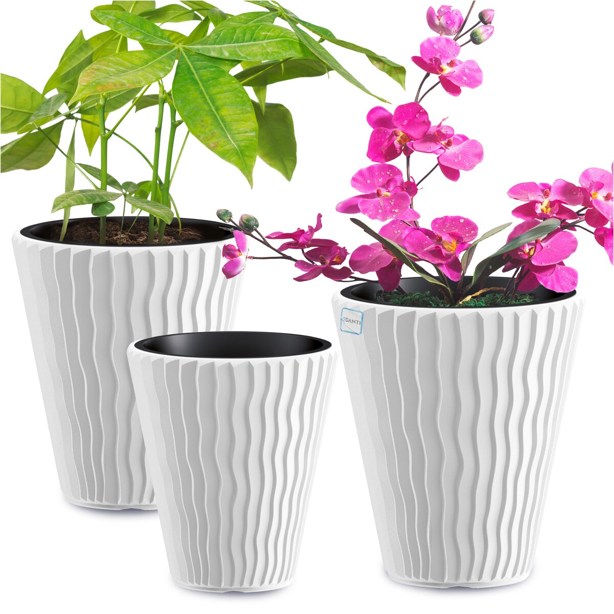 Doniczka Donica Ogrodowa 29,7/34,9/39 Cm Zestaw Na Taras Do Ogrodu Domu Biała