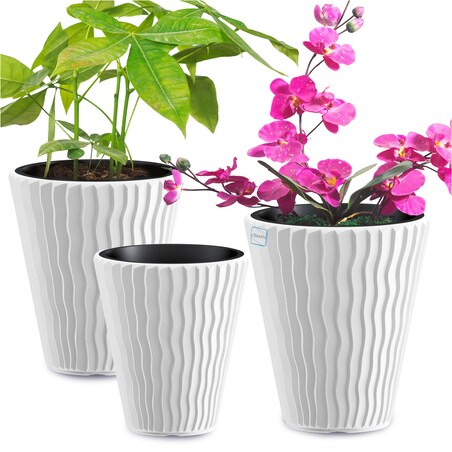 Doniczka Donica Ogrodowa 29,7/34,9/39 Cm Zestaw Na Taras Do Ogrodu Domu Biała