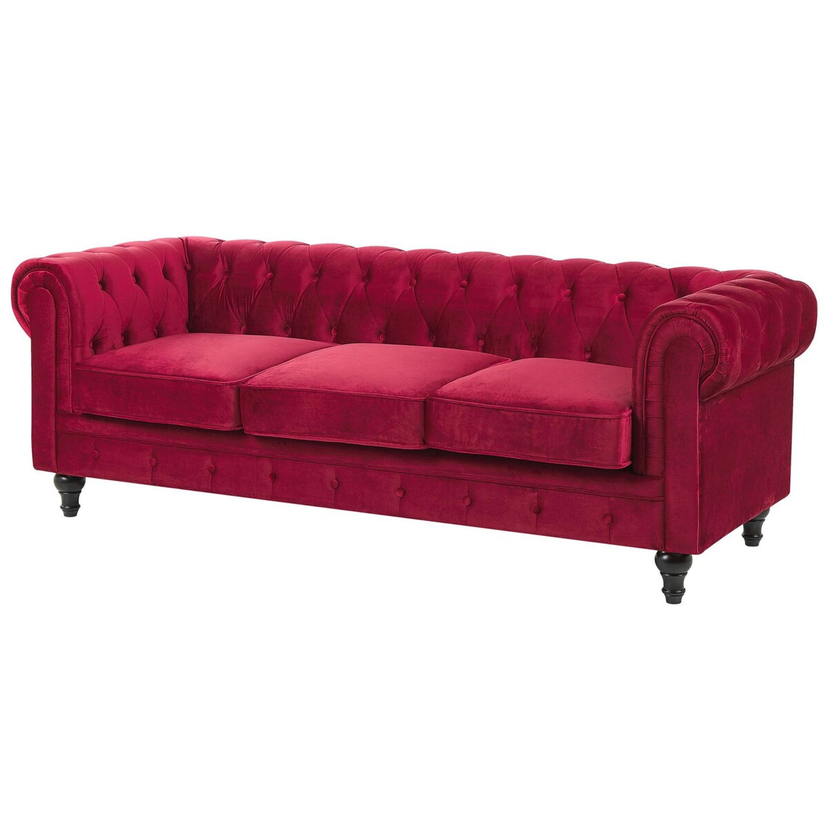 Komplet wypoczynkowy welurowy 4-osobowy czerwony CHESTERFIELD