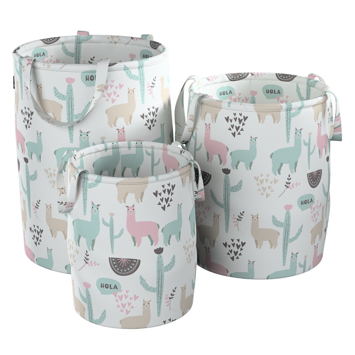 Kosz na zabawki Tobi, pastelowe lamy na jasnoszarym tle, 30x40cm, Magic Collection