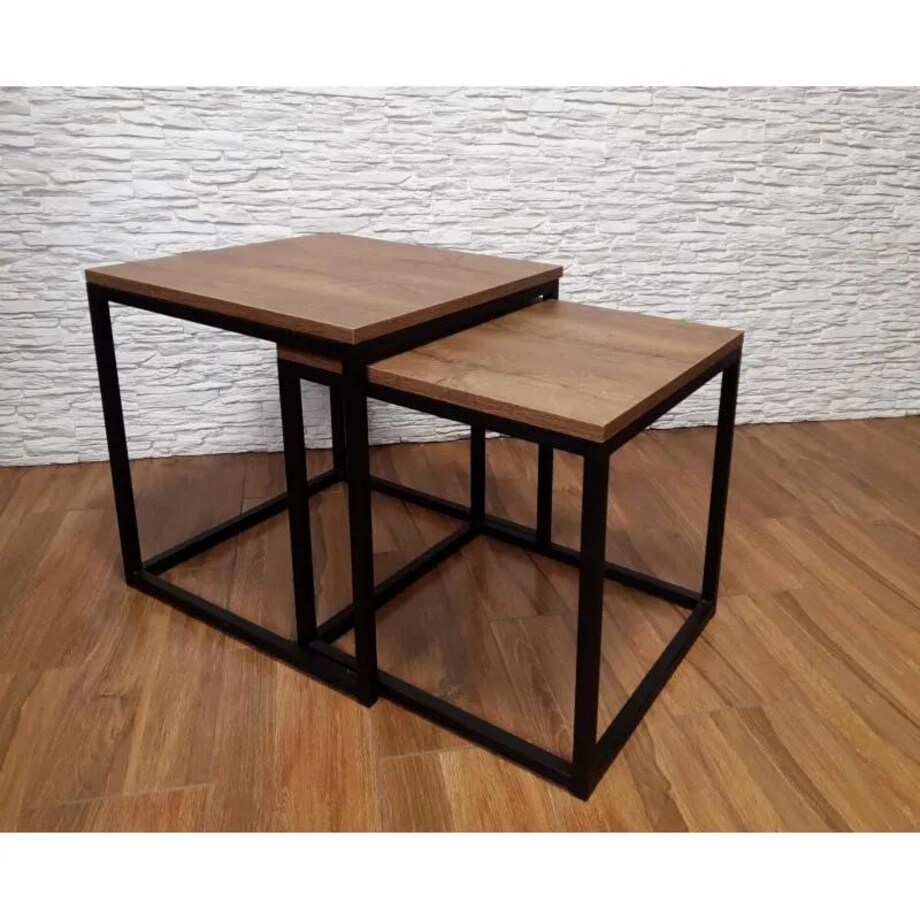 Stolik kawowy 2w1 CUBE orzech/czarny