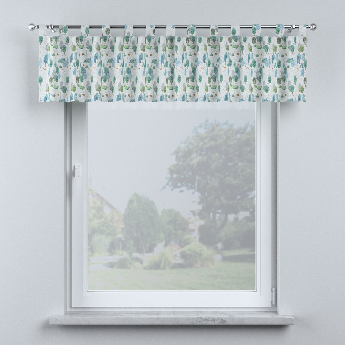 Lambrekin na szelkach 390x40 ecru-zielony