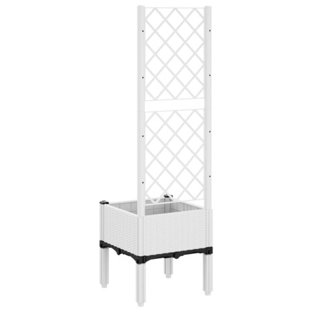 vidaXL Donica ogrodowa z kratką, biała, 40x40x142 cm, PP