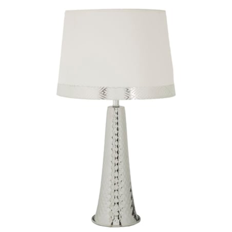 Lampa stołowa Tower, kolor srebrny i biały, żelazo i tkanina, 30 x 30 x 54 cm, 1 x E27, do salonu i sypialni, Mauro Ferretti