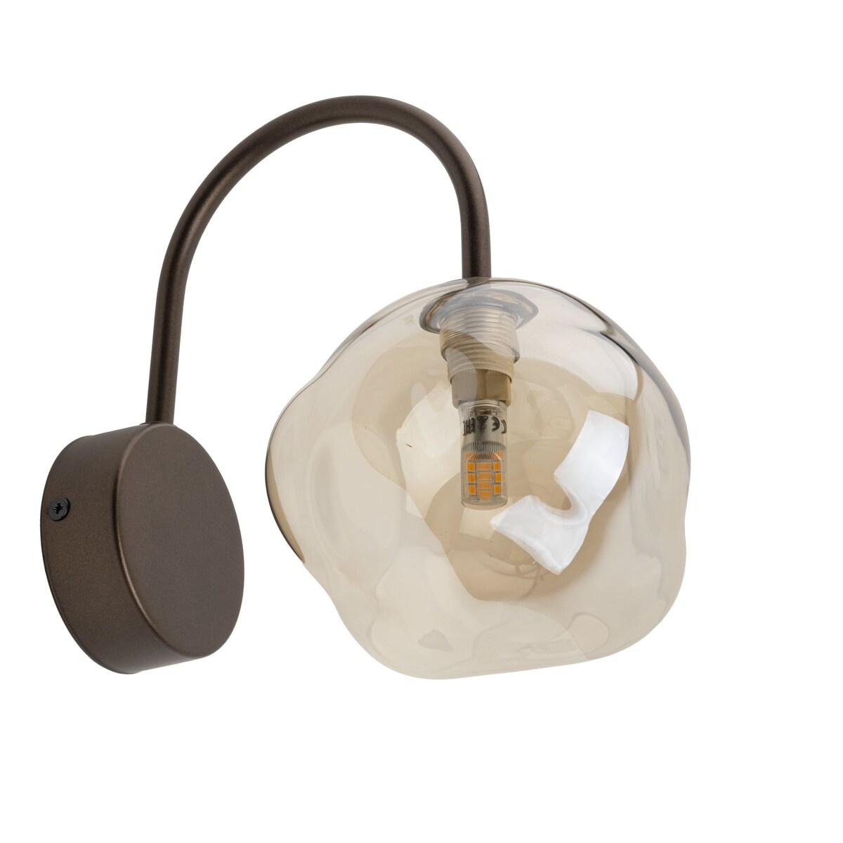 Kinkiet ścienny TK Lighting LAVA BROWN 11024 brązowy, szklany klosz bursztynowy, G9, nowoczesny