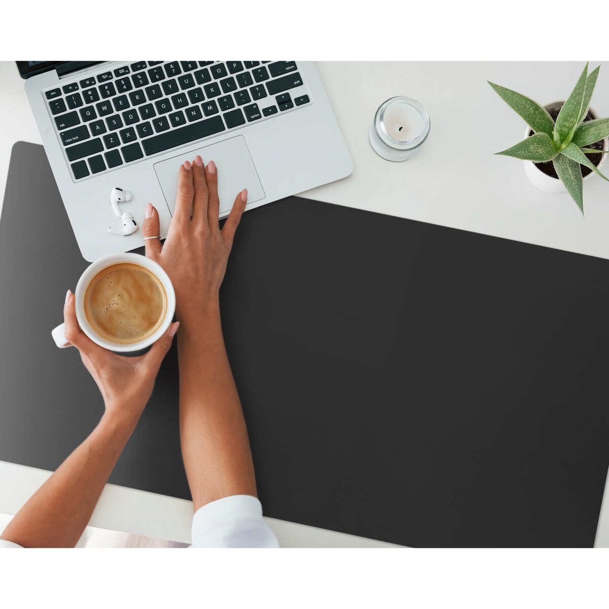 Czarna mata na biurko Kolor Ciemny grafitowy, 100x50 cm