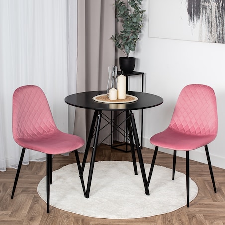 Krzesło tapicerowane nowoczesne pikowane do salonu jadalni różowe