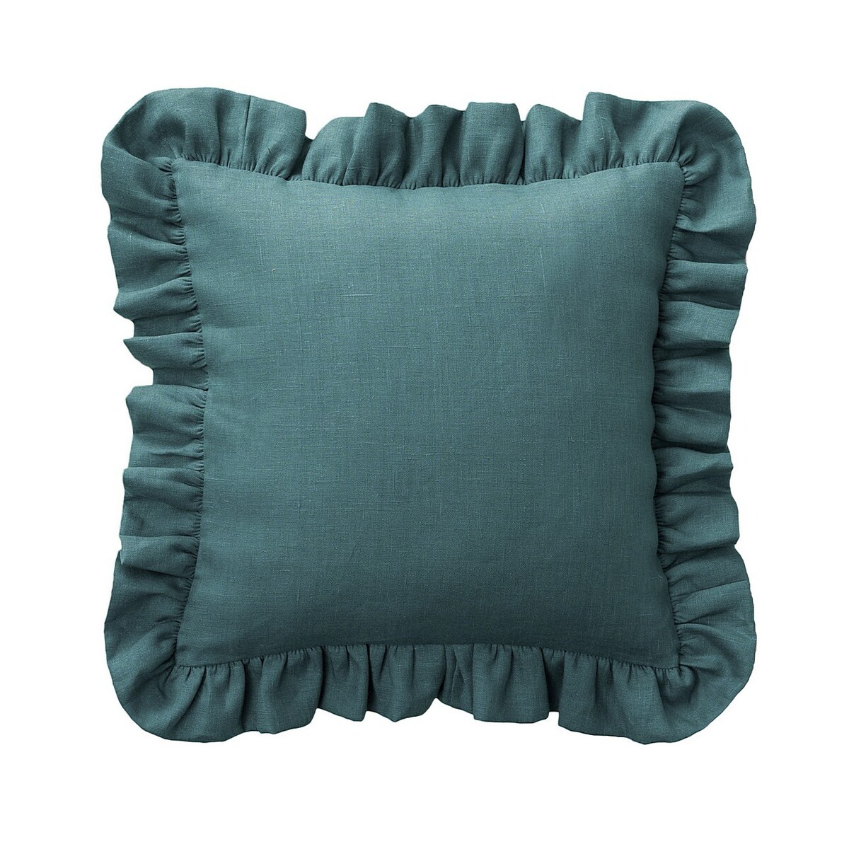 Poszewka Paula z falbaną 45x45 zgaszona szmaragdowa zieleń