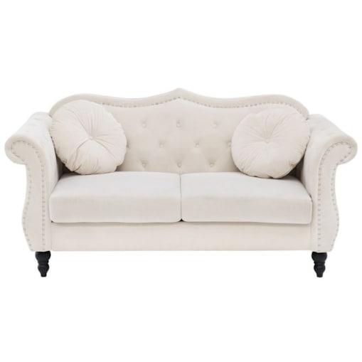 Sofa 2-osobowa welurowa beżowa SKIEN