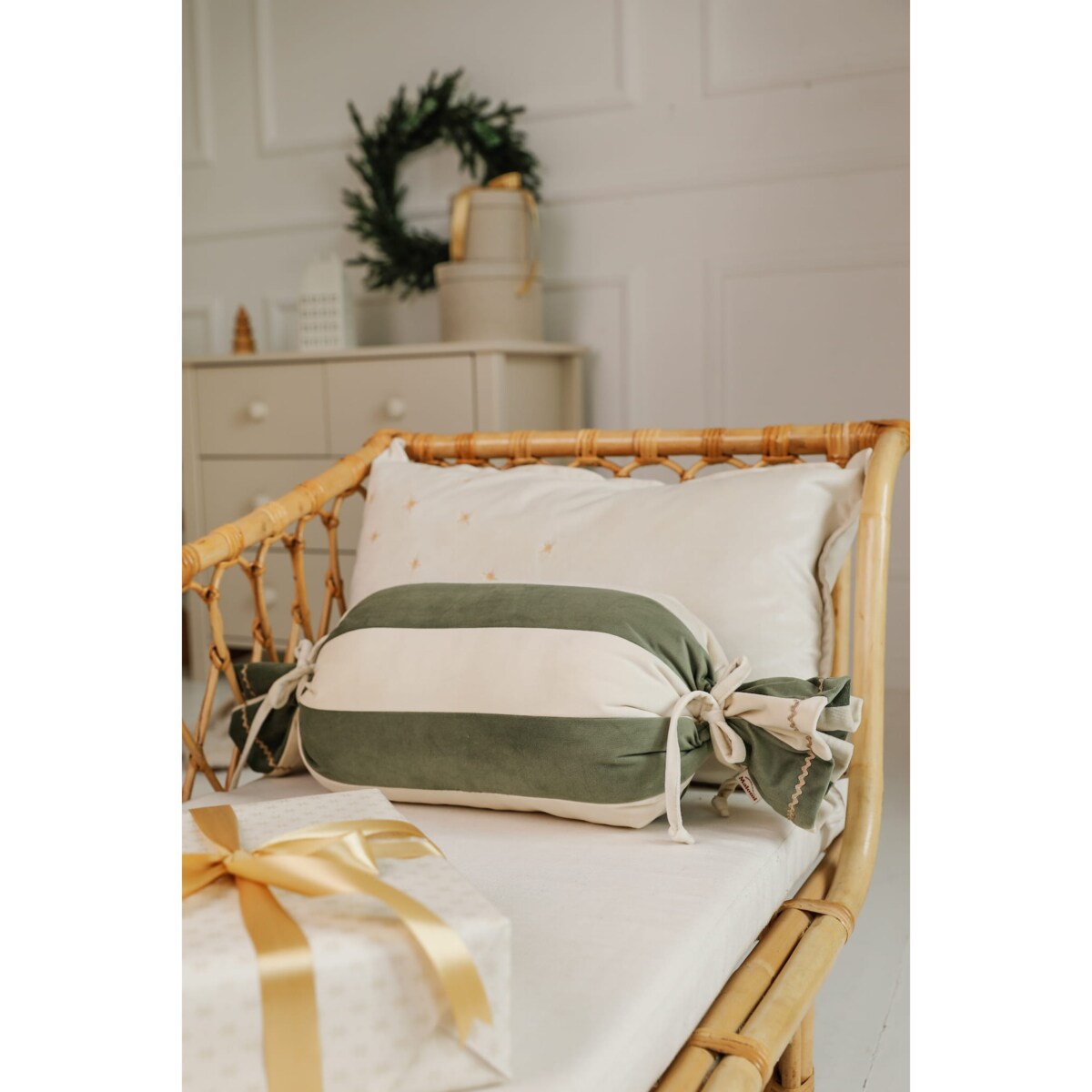 Poduszka Świąteczna Cukierek Forest Green