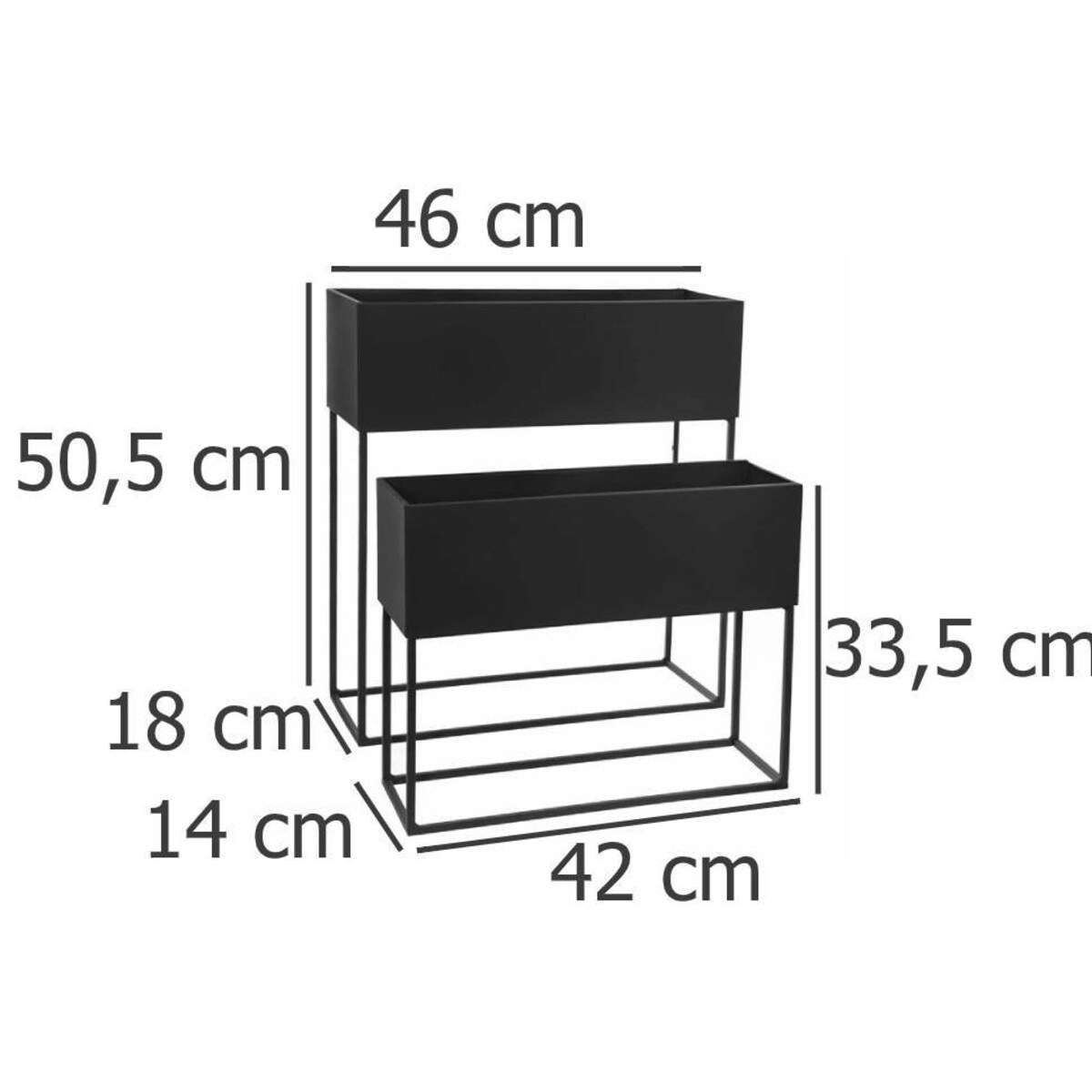Nowoczesny kwietnik metalowy na kwiaty, 2 osłonki prostokątne