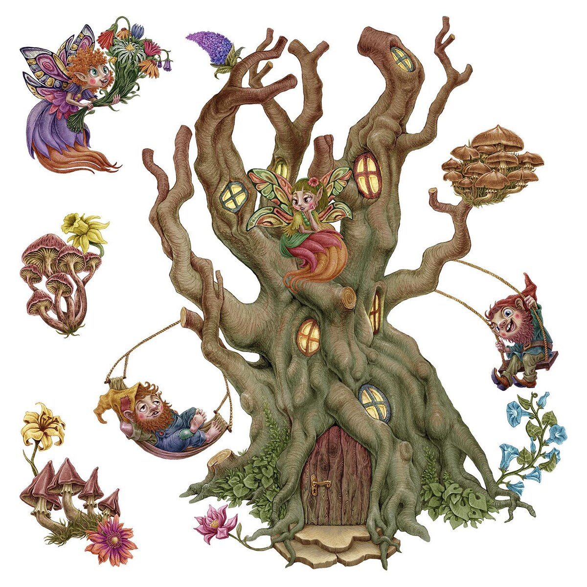 Zestaw naklejek na ścianę, Wróżkowy las, 130cm