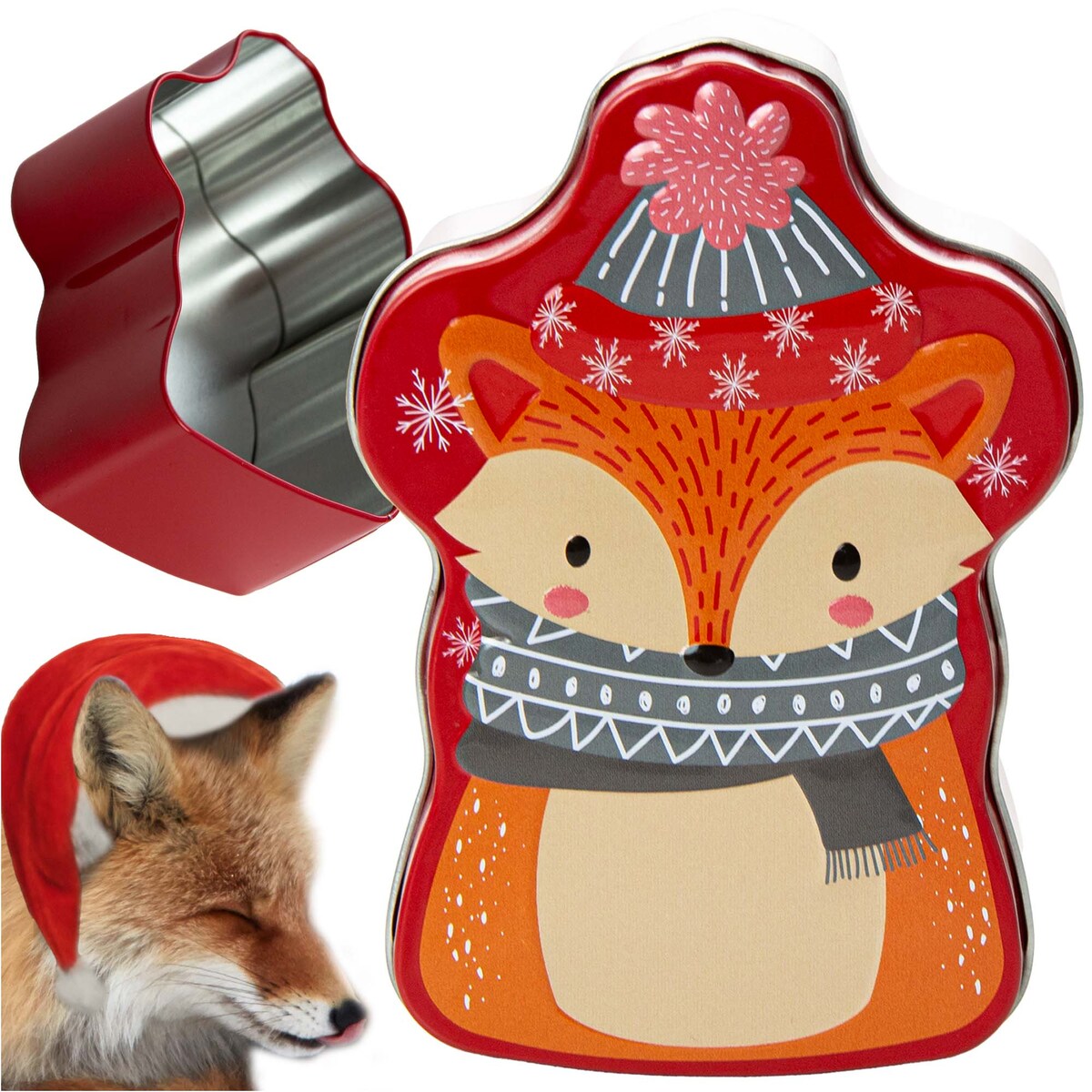 Puszka Na Pierniki Ciastka Herbatę Świąteczna Boże Narodzenie 9X13 Cm Lis