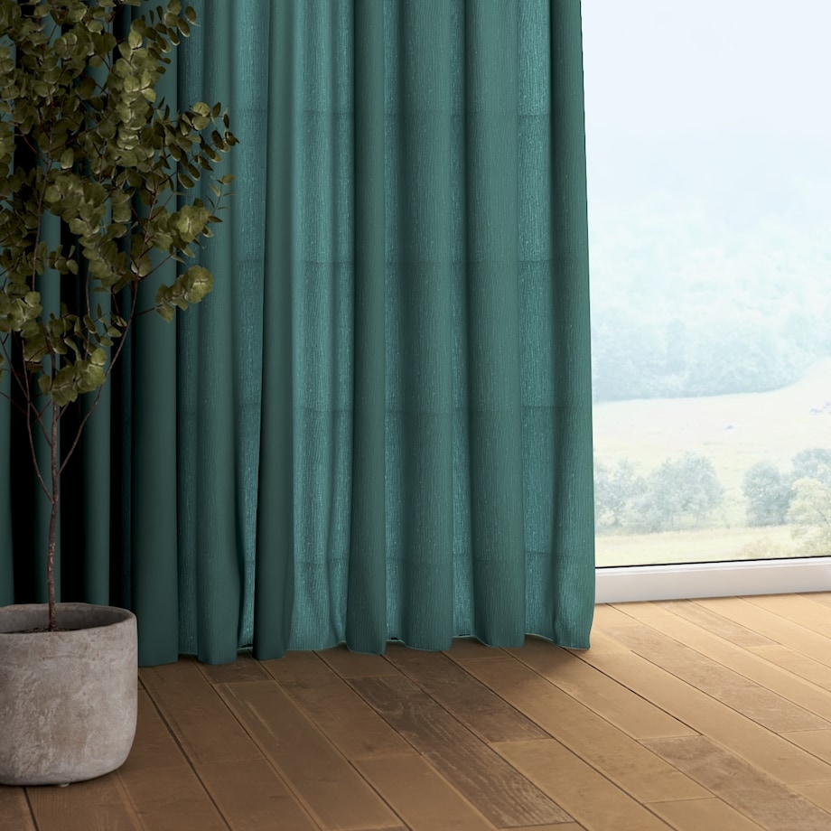 Zasłona na taśmie marszczącej 1 szt. 130x245 zgaszona szmaragdowa zieleń