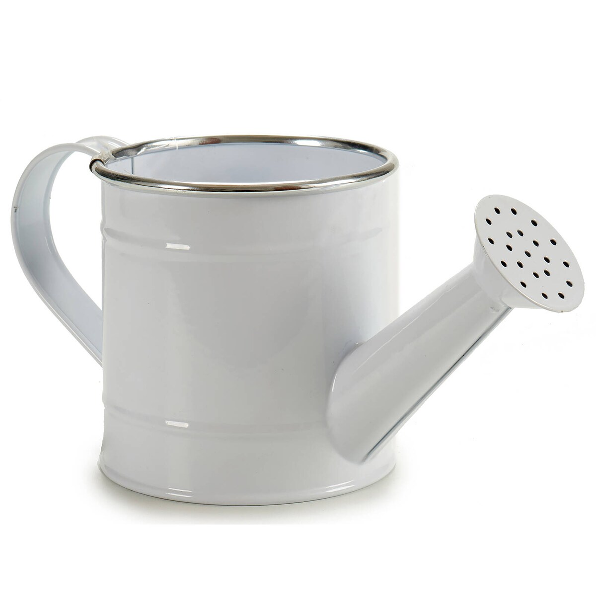 Osłonka na doniczkę w formie konewki, metalowa, biała