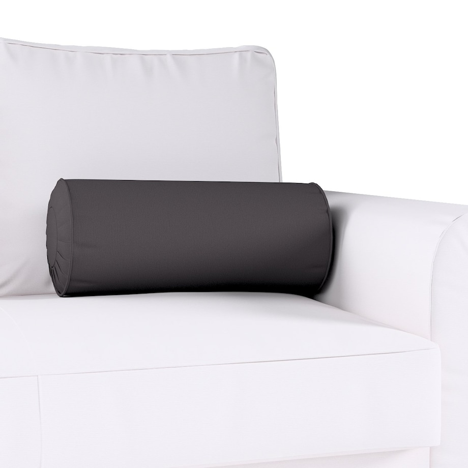 Poduszka wałek z zakładkami, Black (czarny), Ø20 x 50 cm, Cotton Panama