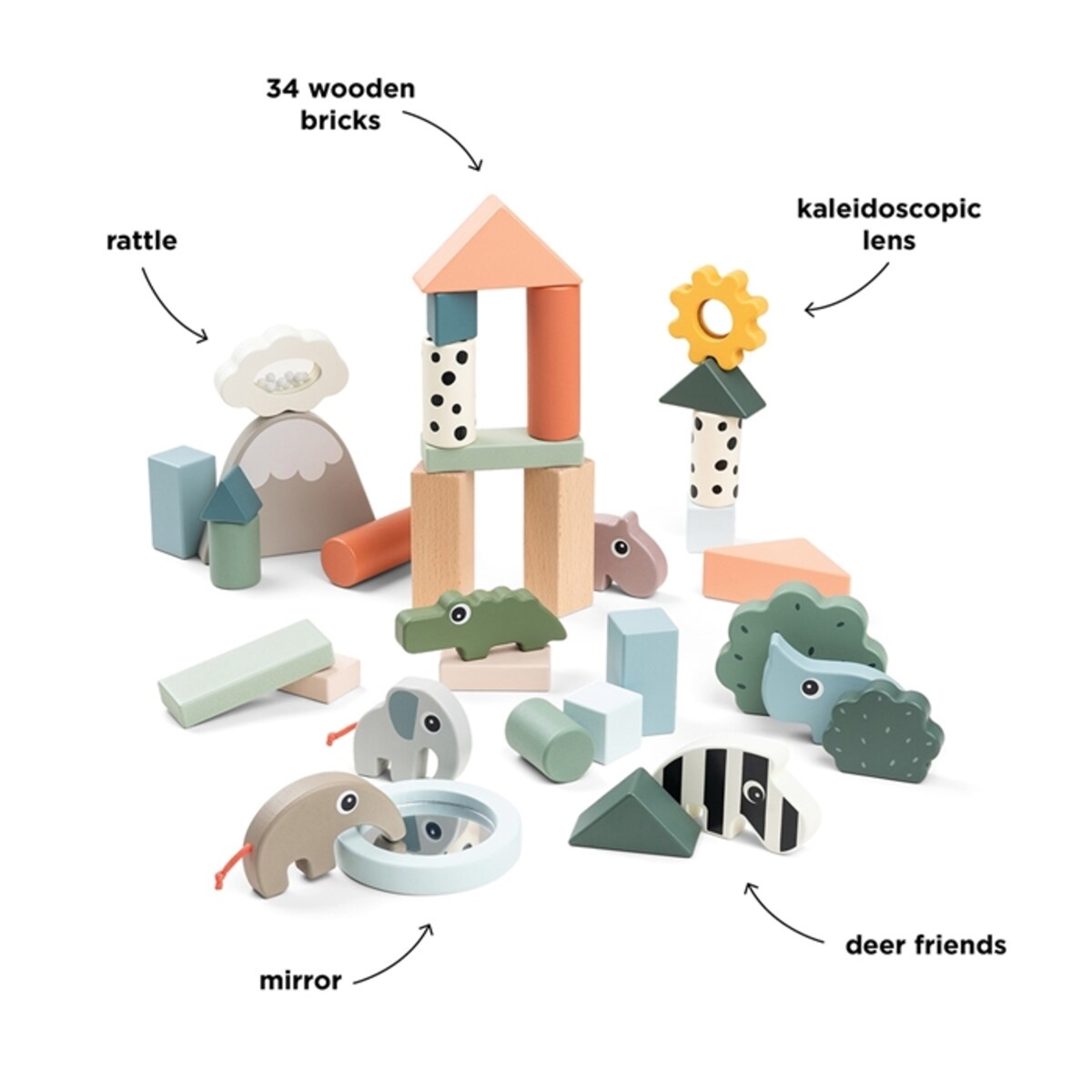 Done by Deer Zestaw Klocków do Zabawy 34 szt. Deer Friends