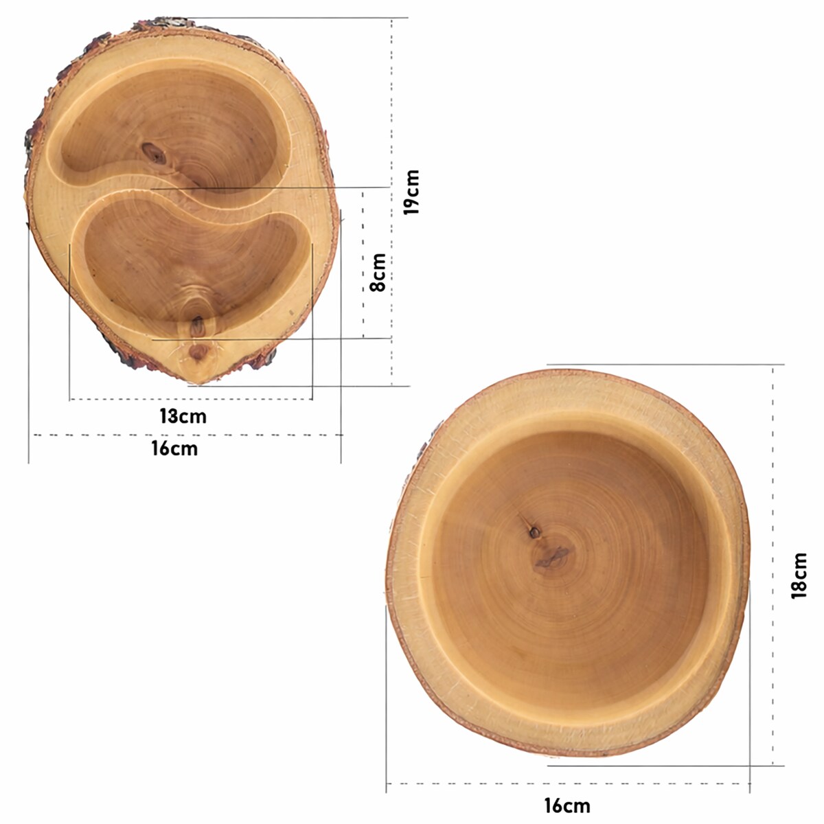 Miski Na Przekąski Drewniane Zestaw 2 Szt Lakierowane Naturalne Drewno