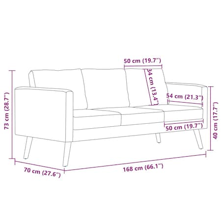 vidaXL Sofa 3-osobowa, materiałowa, ciemnoszara