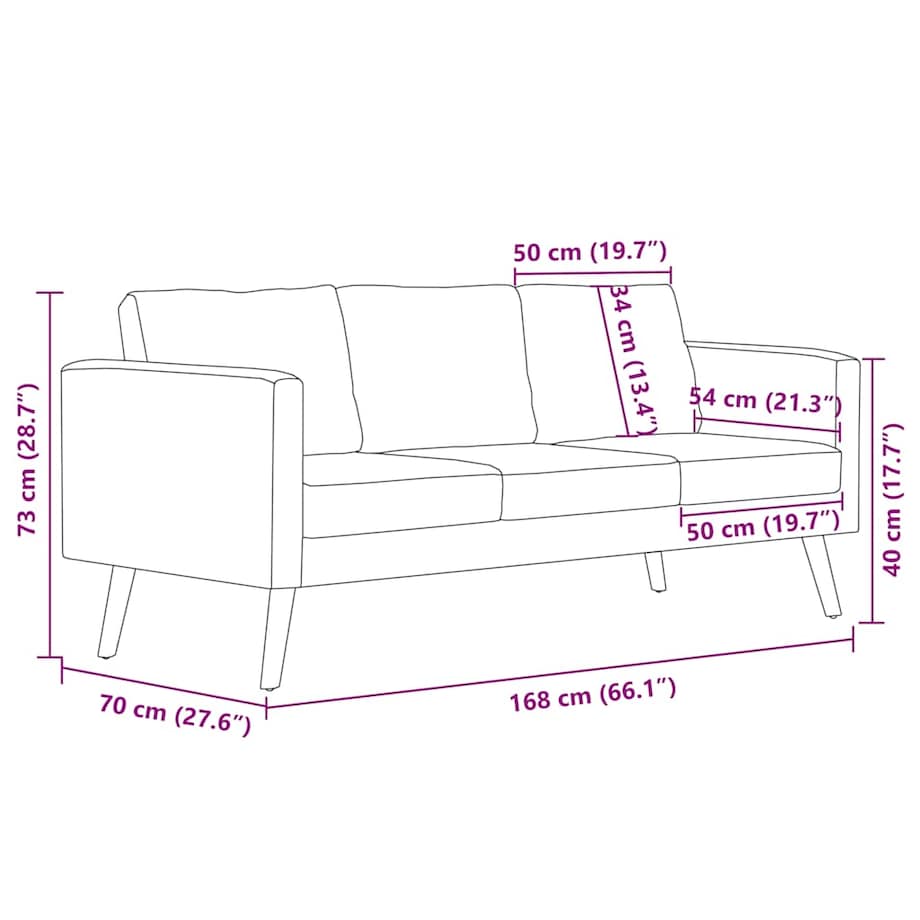 vidaXL Sofa 3-osobowa, materiałowa, ciemnoszara