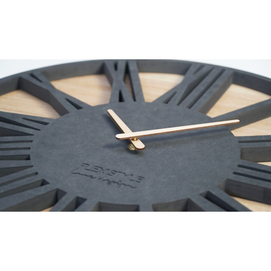 Duży zegar ścienny Roman czarny Loft 50cm