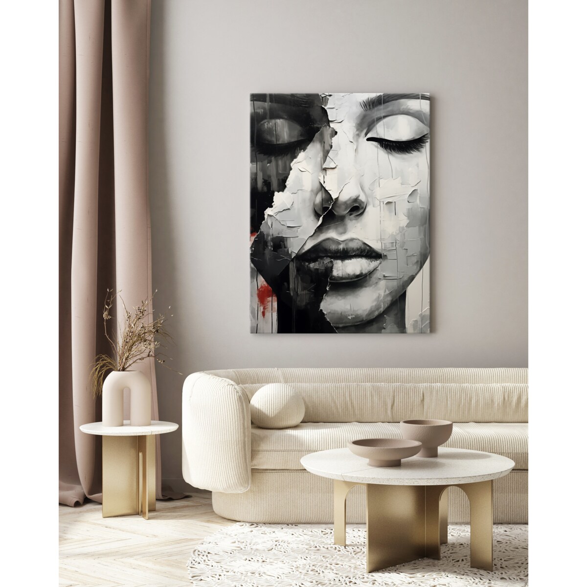 Obraz Na Płótnie Abstrakcyjny Portret na Betonien80x120cm