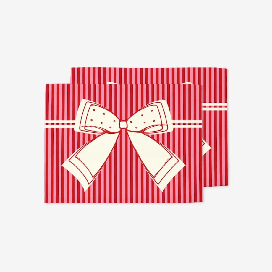 Podkładki świąteczne - Kokardka - czerwone paski