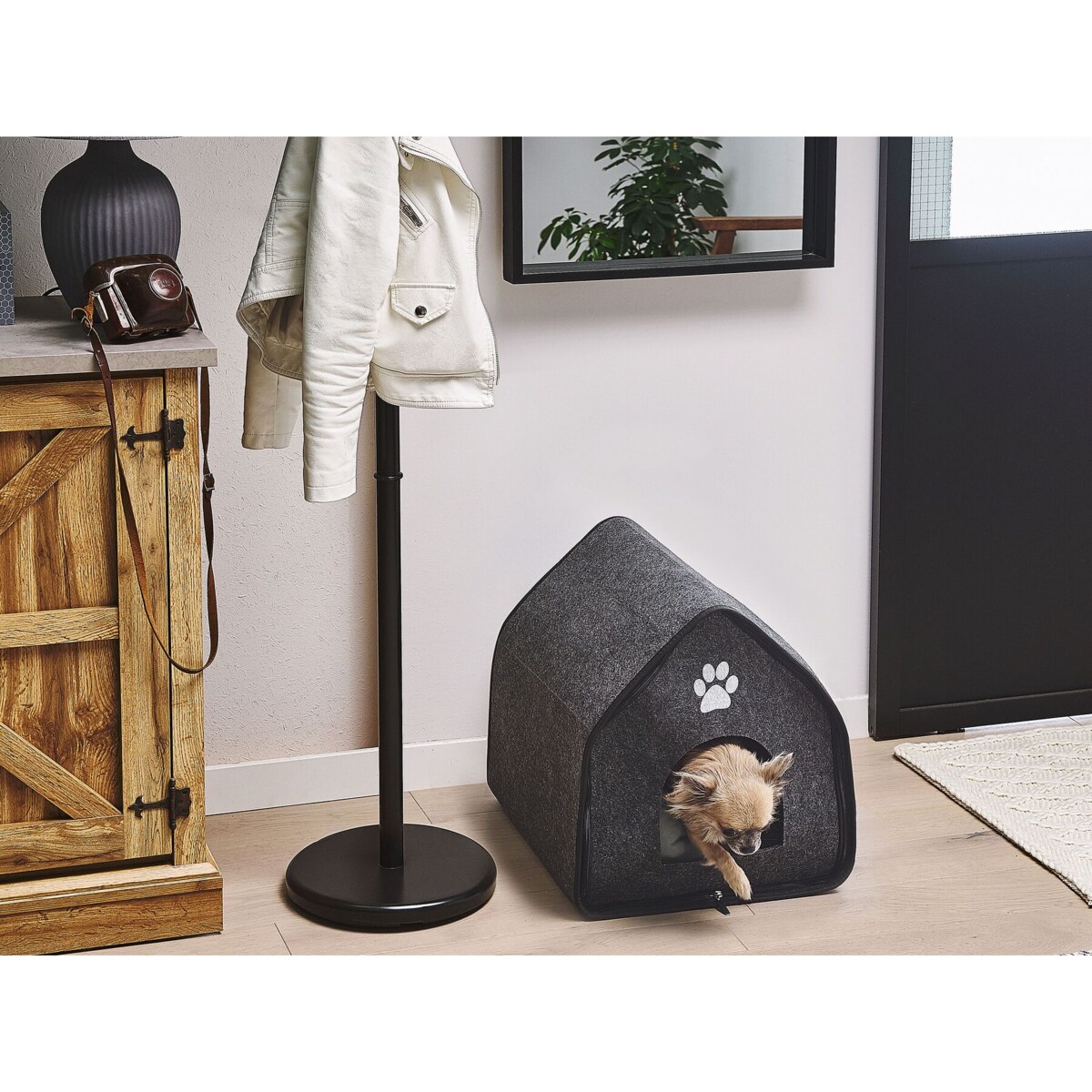 Legowisko domek dla psa 40 x 40 cm szare JANGI