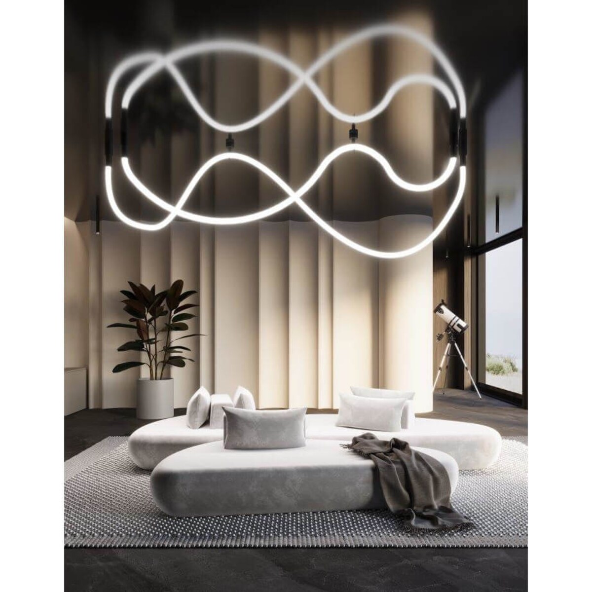 Wisząca lampa lina Hebi 5056 Shilo LED 28W 3000K nad stół do salonu biały czarny