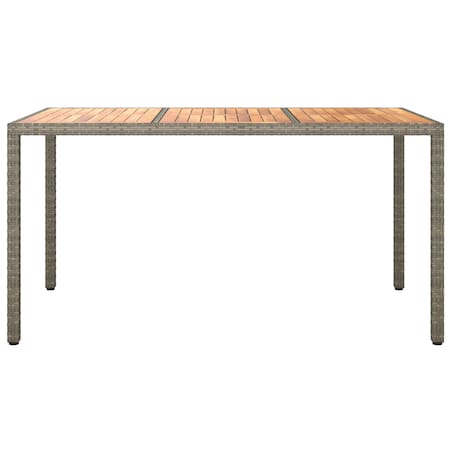 vidaXL Szary stół do jadalni na świeżym powietrzu 150x90x75 cm polirattan