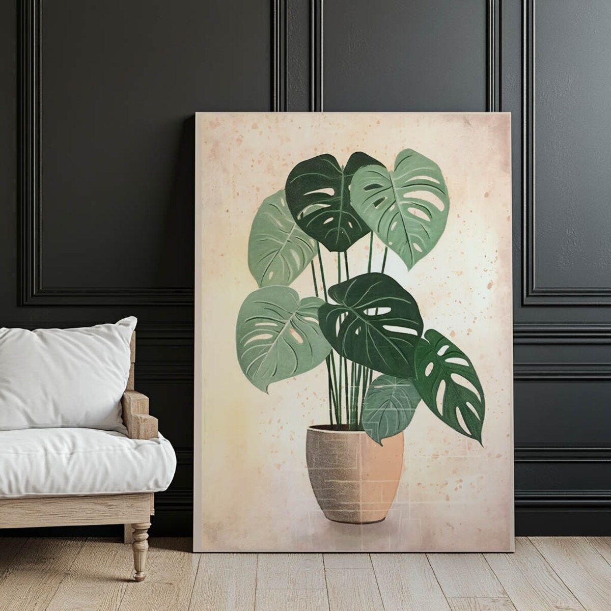 Monstera w Doniczce, 50x70 cm, bez ramy, płótno premium na blejtramie