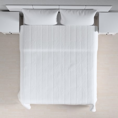 Narzuta pikowana w pasy 130x210 biały z połyskiem