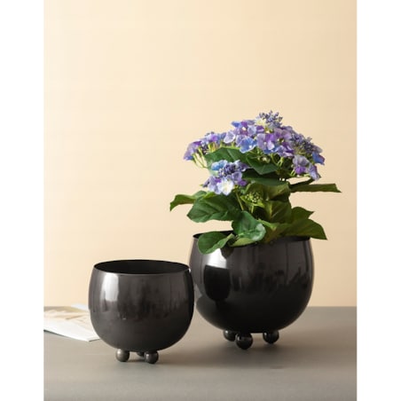 2 szt. DONICA PLISSE czarna metalowa