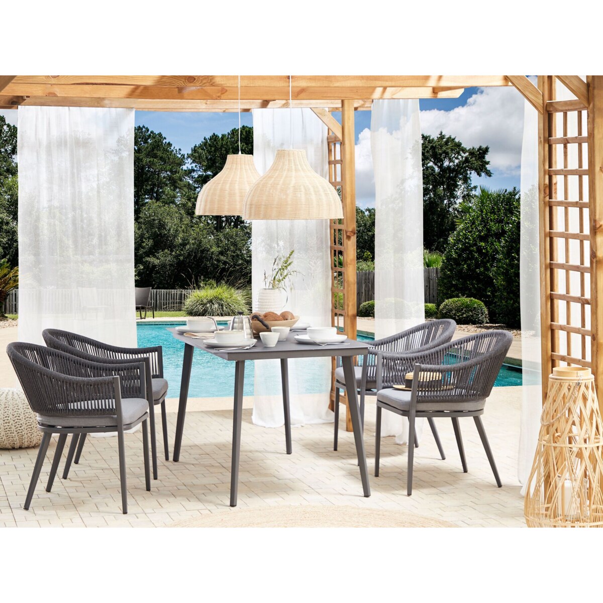 Stół ogrodowy metalowy 140 x 80 cm szary MILETO