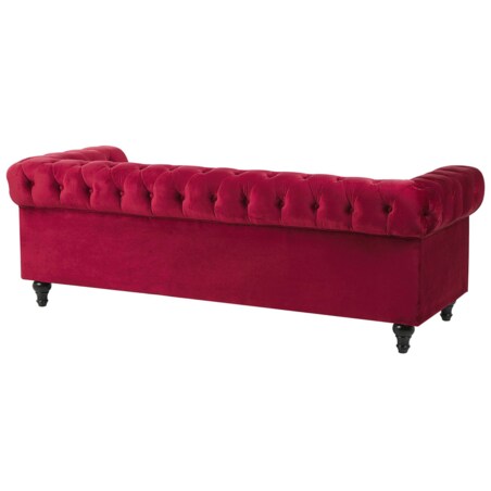 Komplet wypoczynkowy welurowy 4-osobowy czerwony CHESTERFIELD