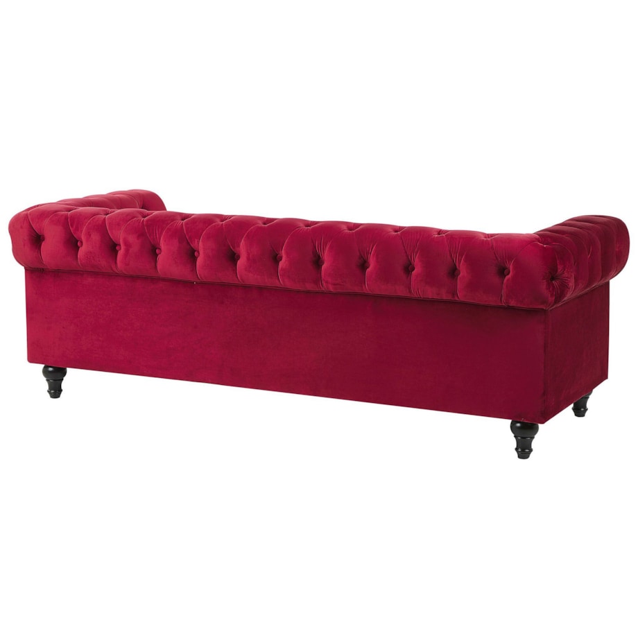 Komplet wypoczynkowy welurowy 4-osobowy czerwony CHESTERFIELD