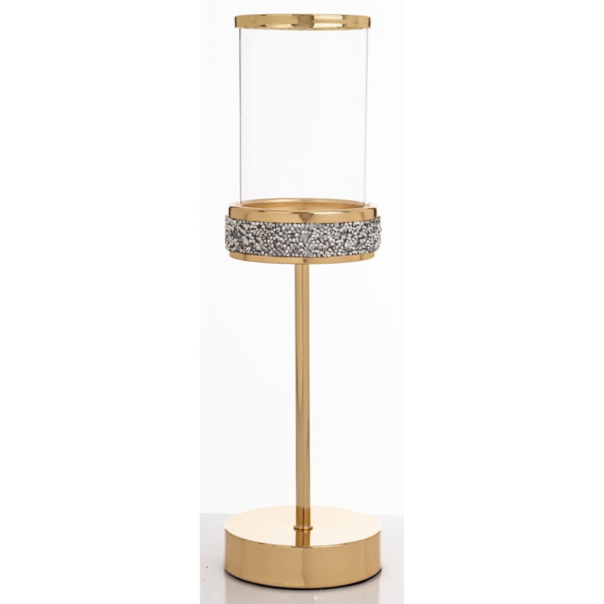 Świecznik złoty z kloszem 34x10 cm NIRAMAL small