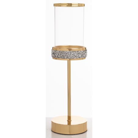 Świecznik złoty z kloszem 34x10 cm NIRAMAL small