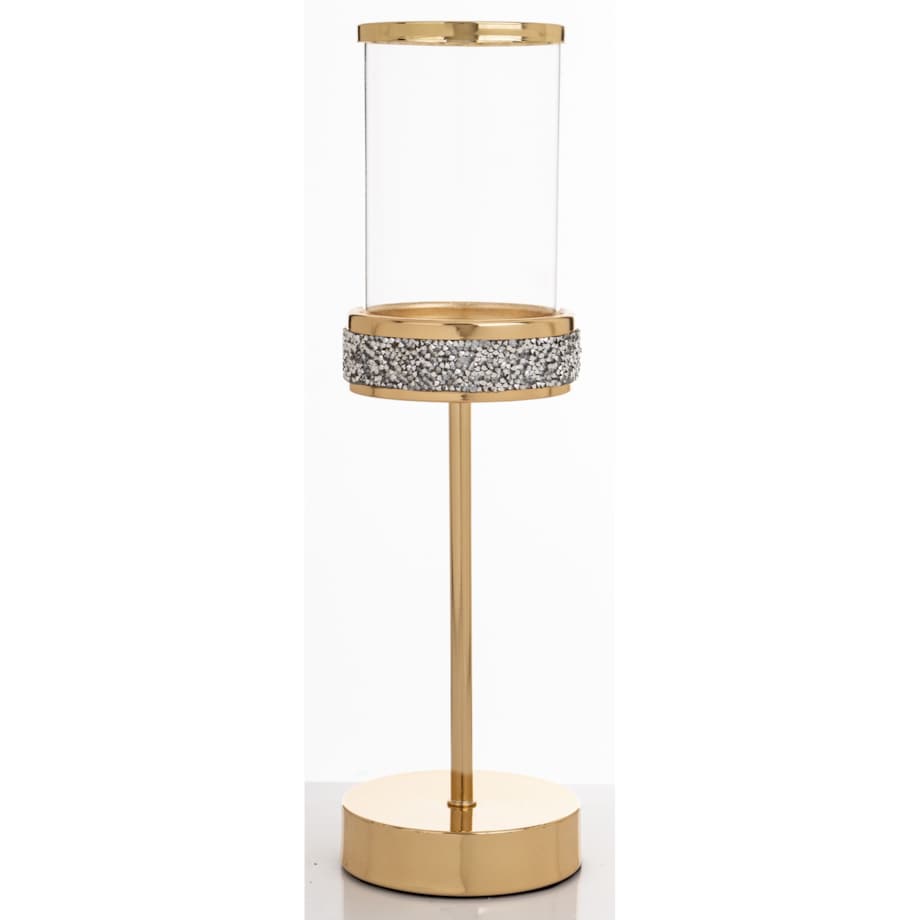 Świecznik złoty z kloszem 34x10 cm NIRAMAL small