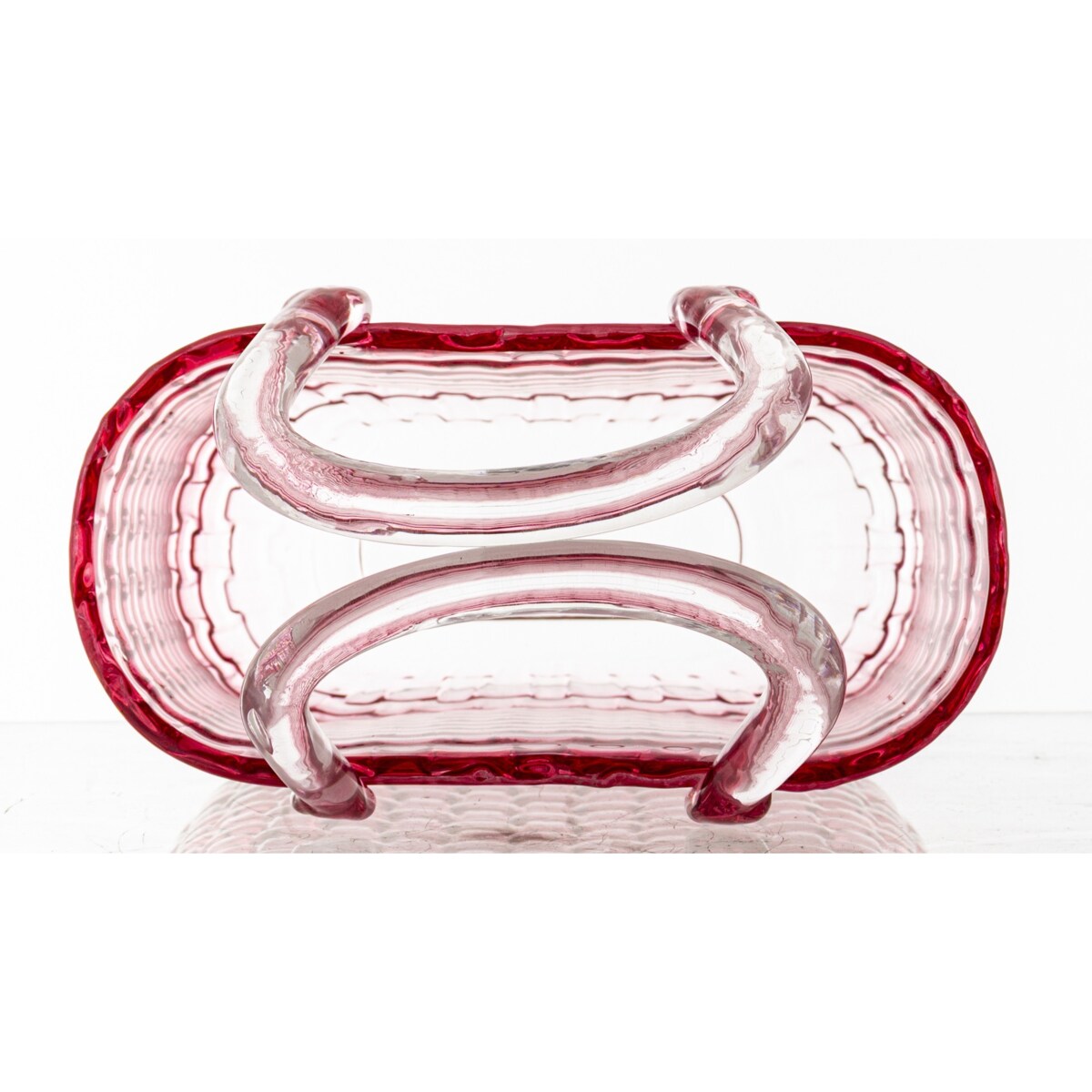 Wazon szklany 28x19x11 cm TORBA-3A różowa z transparentnymi uchwytami