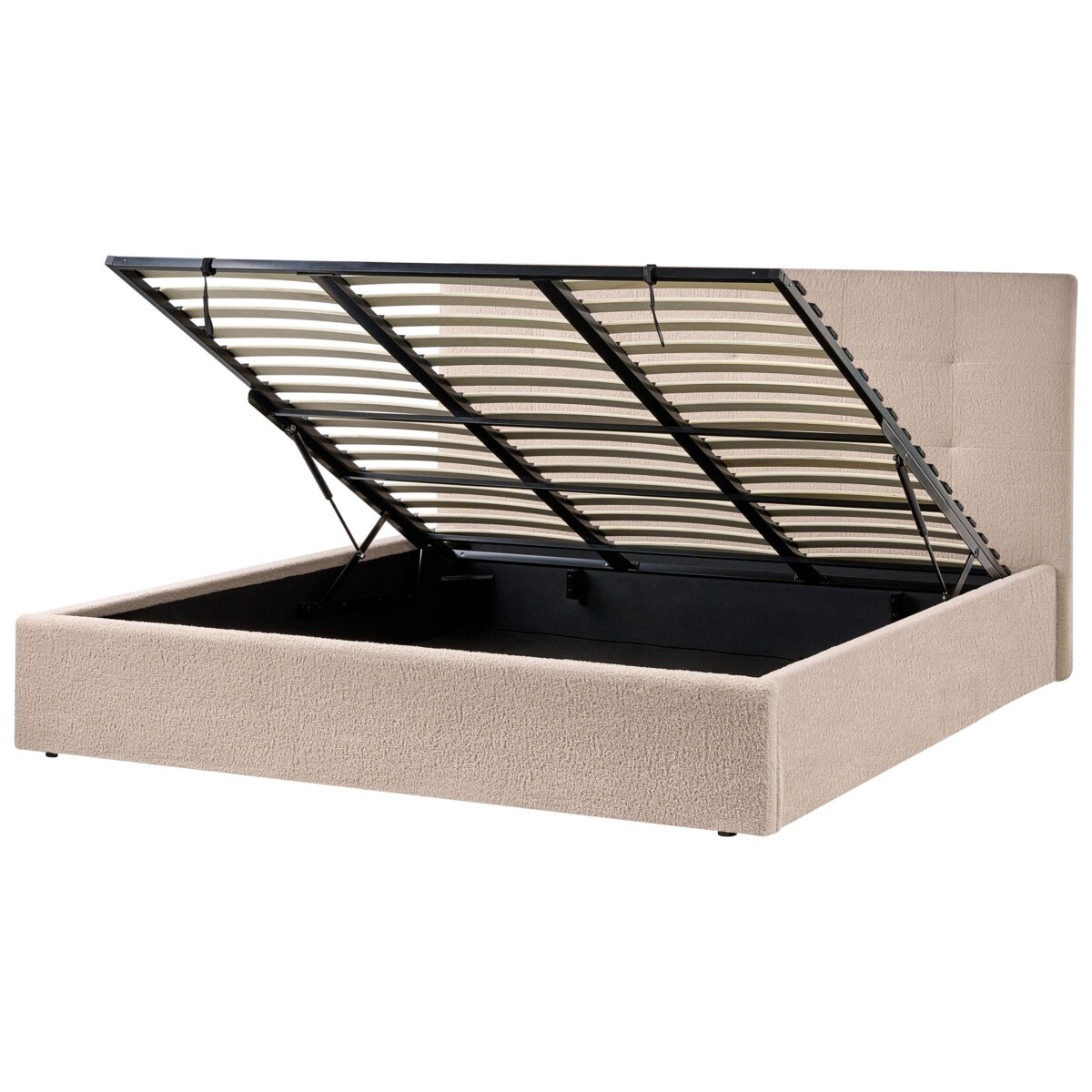 Łóżko z pojemnikiem Boucle LORIENT 180 x 200 cm Beżowy