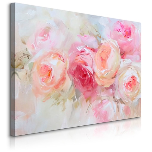 Obraz Do Sypialni Salonu Pastelowe Róże Kwiaty Natura Rośliny 70x50cm