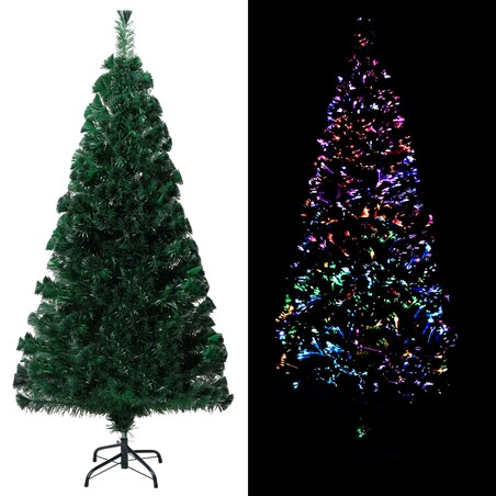 vidaXL Sztuczna choinka ze stojakiem, zielona, 150 cm, światłowód