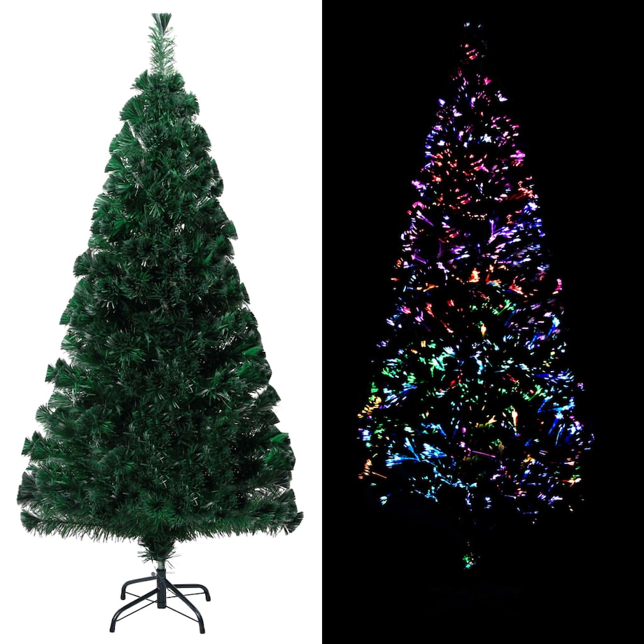 vidaXL Sztuczna choinka ze stojakiem, zielona, 150 cm, światłowód
