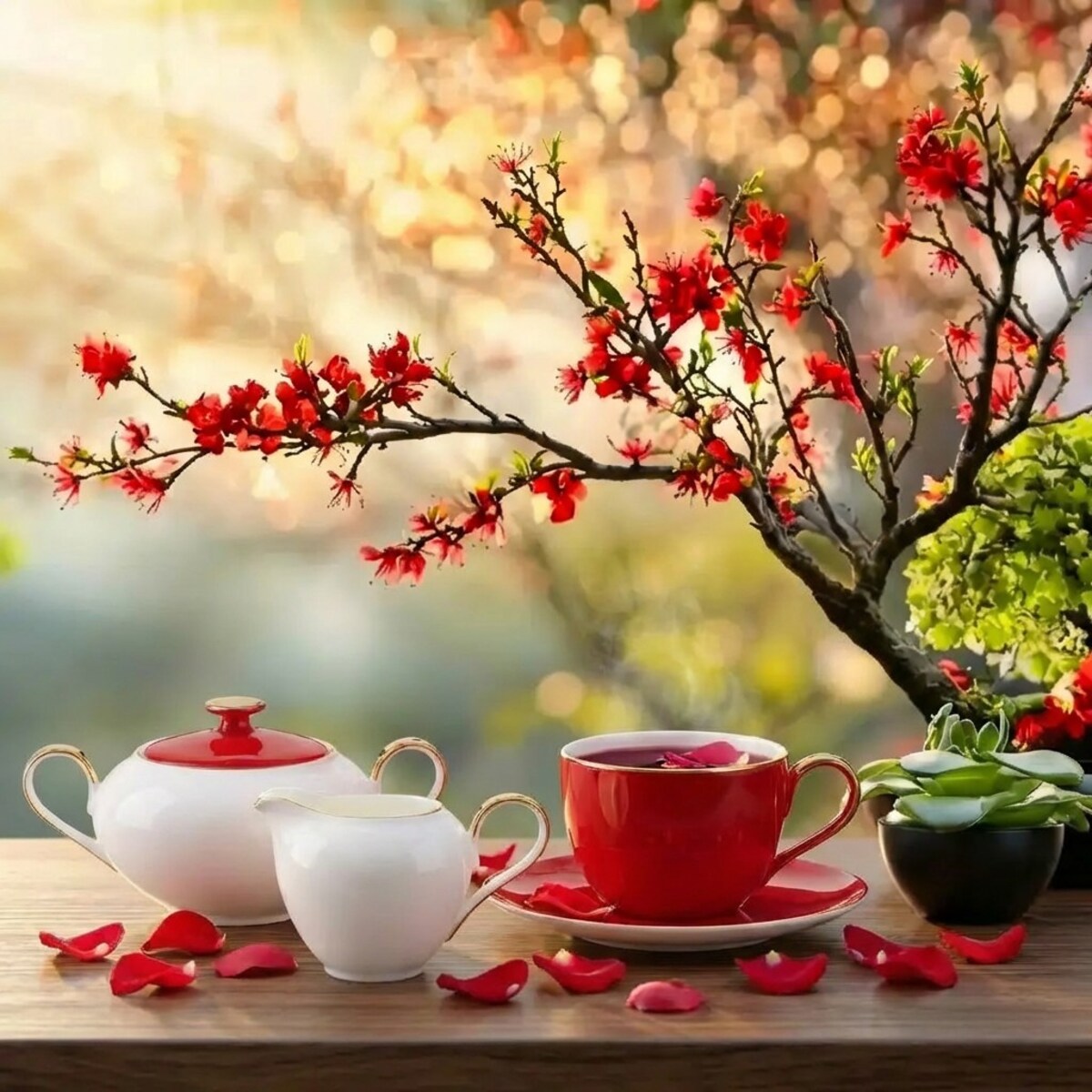 VILLA ITALIA Serwis kawowy na 6 osób porcelanowy Zestaw prezentowy Lady In Red