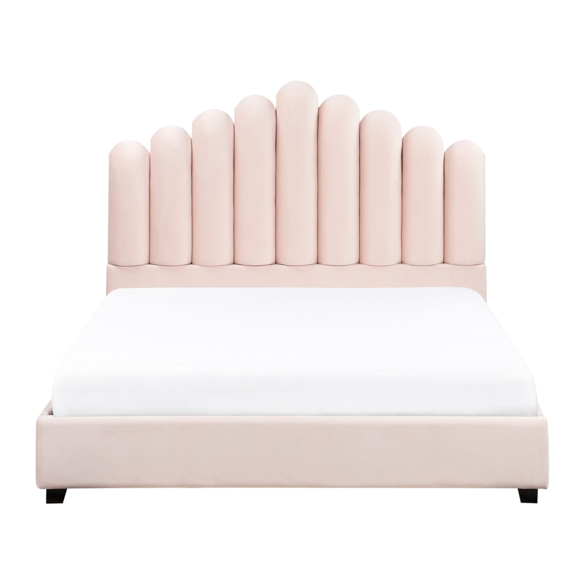 Łóżko Welur VINCENNES 140 x 200 cm Pastelowy róż