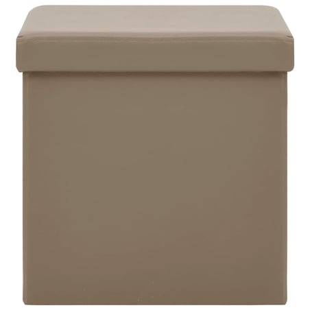 vidaXL Składane stołki ze schowkiem, 2 szt., kolor cappuccino, PVC