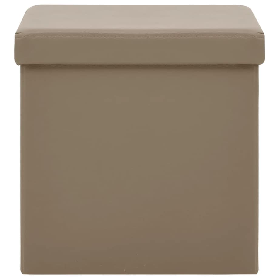 vidaXL Składane stołki ze schowkiem, 2 szt., kolor cappuccino, PVC