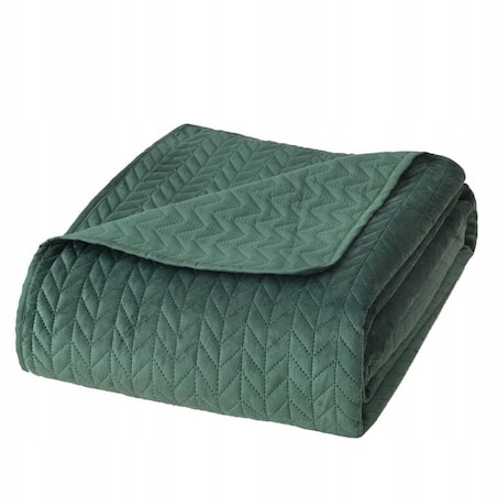 Butelkowa Zieleń Narzuta Pled na Łóżko Kanapę Velvet Welur 200 x 220 Welurowa