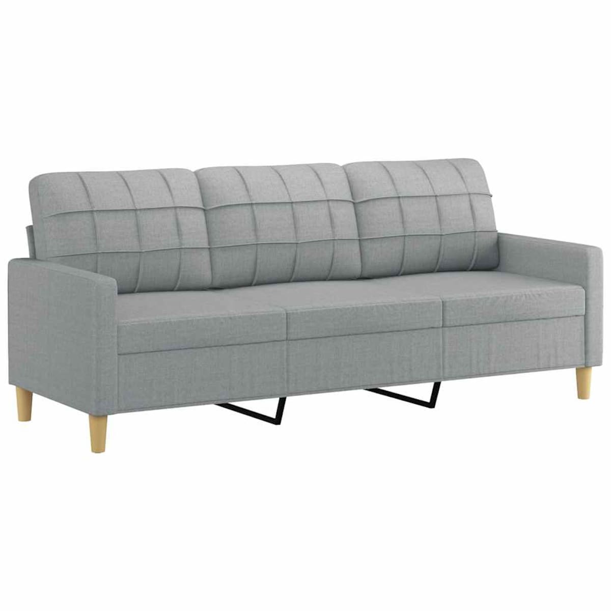 vidaXL Sofa 3-osobowa, jasnoszara, 180 cm, tapicerowana tkaniną